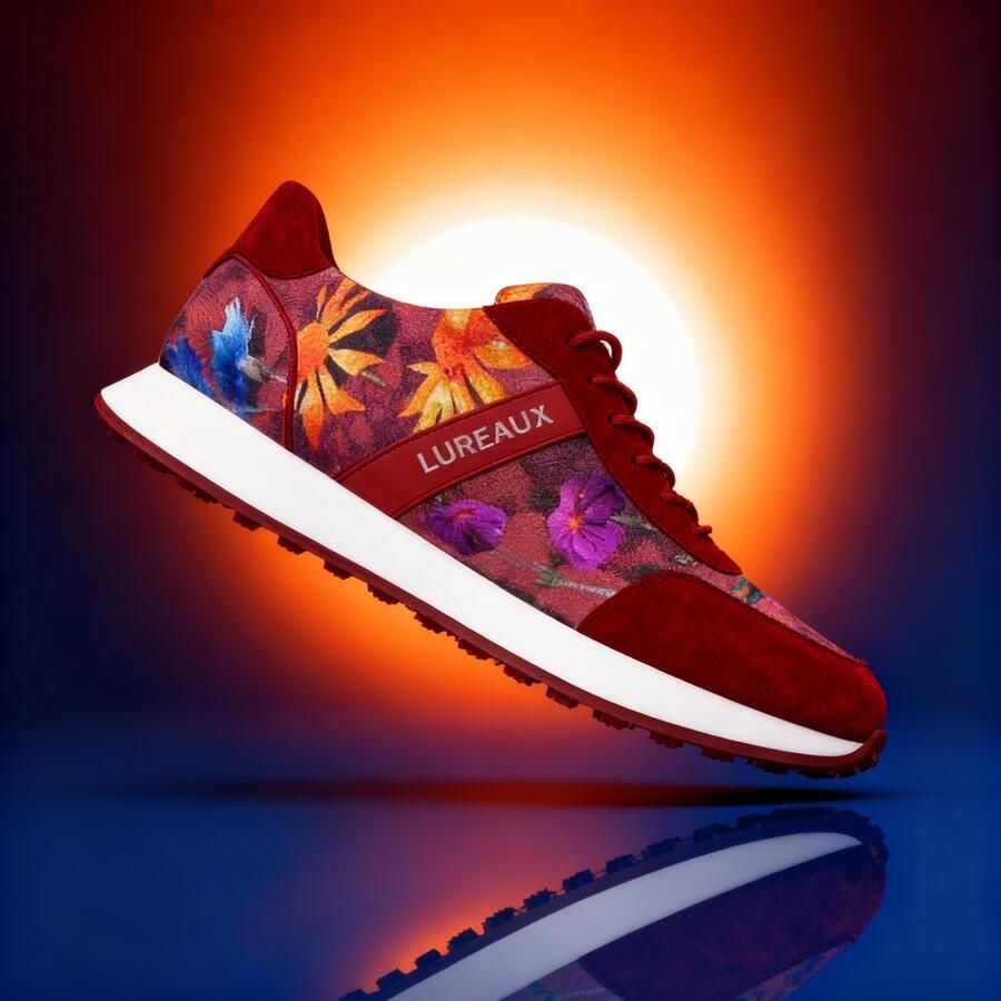 Lureaux Rosso Velour Flora Runner Handgemaakte Nette Schoenen Voor Heren