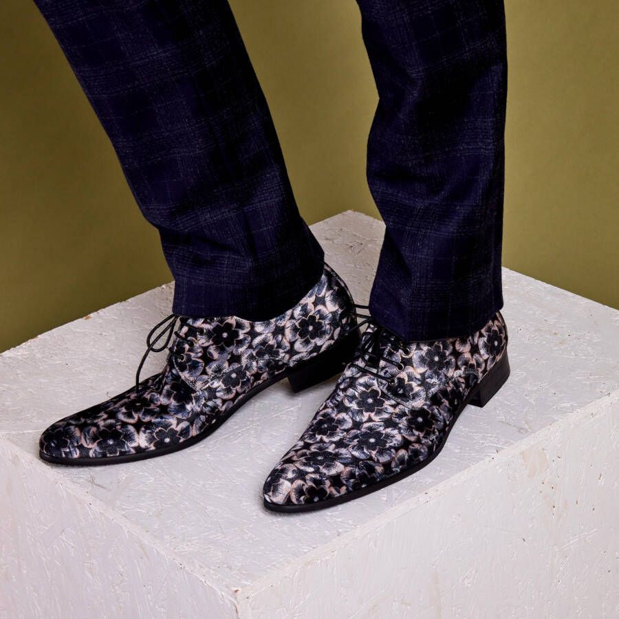 Lureaux Mystic Silver Blossom Handgemaakte Nette Schoenen Voor Heren