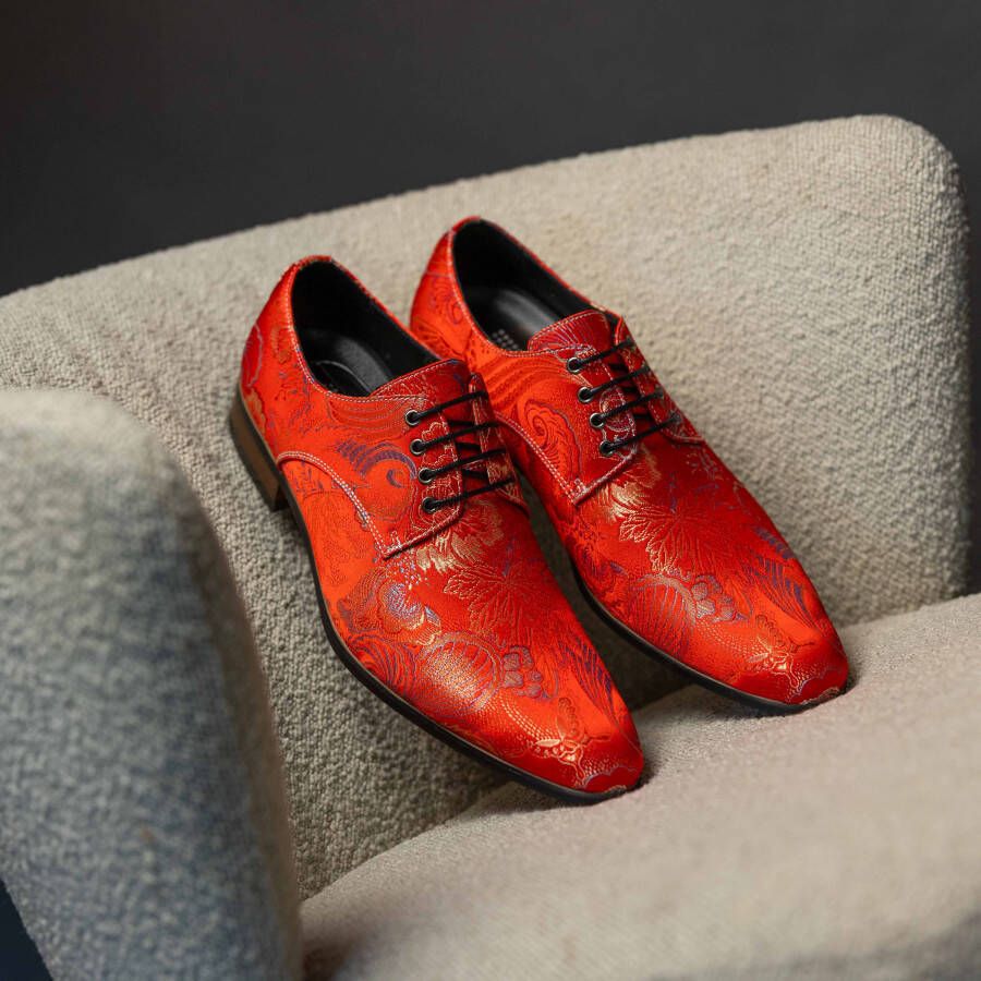 Lureaux Red Shadow Kleurrijke Schoenen Voor Heren Veterschoenen Met Print