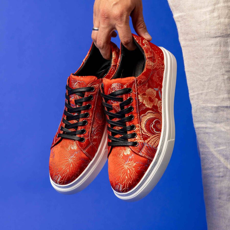Lureaux Red Shadow Sneakers Handgemaakte Nette Schoenen Voor Heren