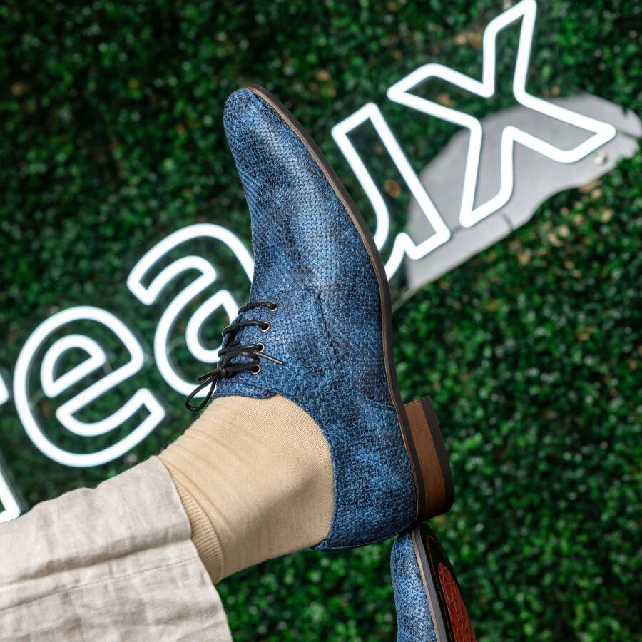 Lureaux Woven Aqua Handgemaakte Nette Schoenen Voor Heren