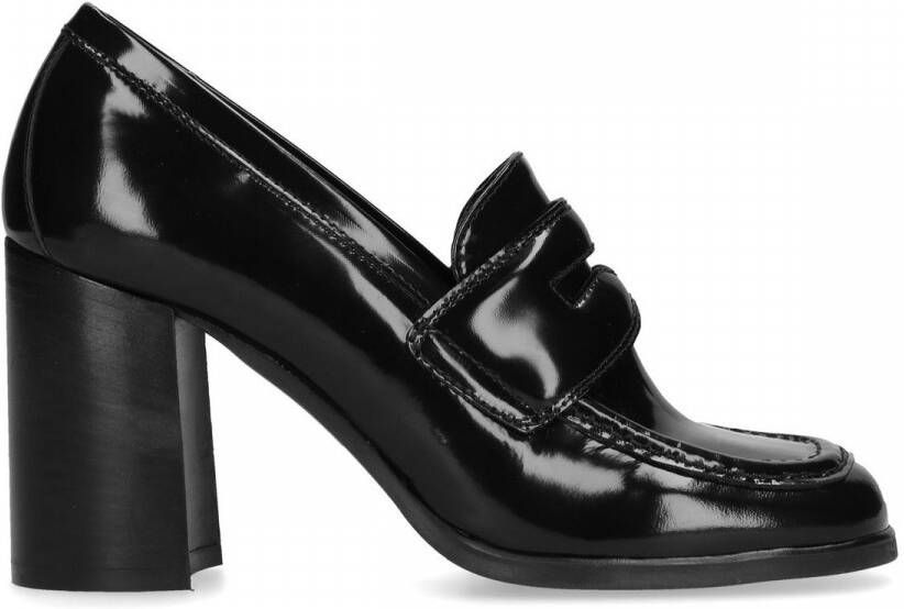Black label Zwarte loafers met hak - Schoenen.nl