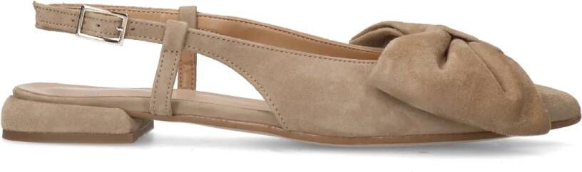 Beige suède slingbacks met strik