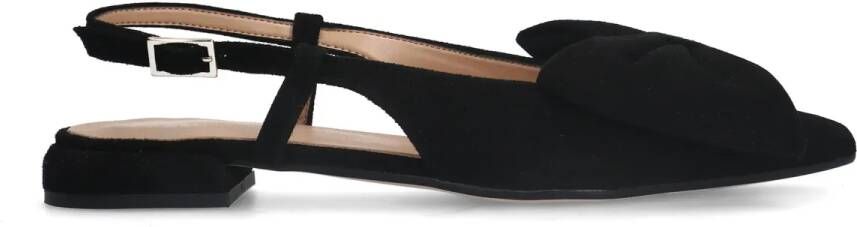 Manfield Zwarte suède slingbacks
