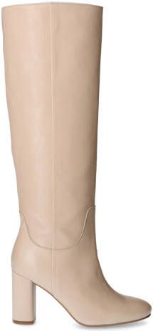 Manfield Beige hoge laarzen met hak - Schoenen.nl