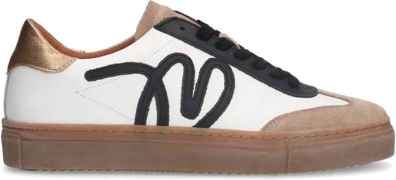 Manfield Beige leren sneakers
