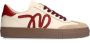 Manfield Dames Beige leren sneakers met burgundy details - Thumbnail 2