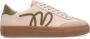 Manfield Dames Beige leren sneakers met groene details - Thumbnail 2