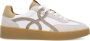 Manfield Dames Beige leren sneakers met suède details - Thumbnail 2