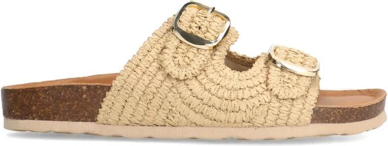 Manfield Beige raffia slippers