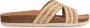 Manfield Dames Beige raffia slippers met glittersteentjes - Thumbnail 3