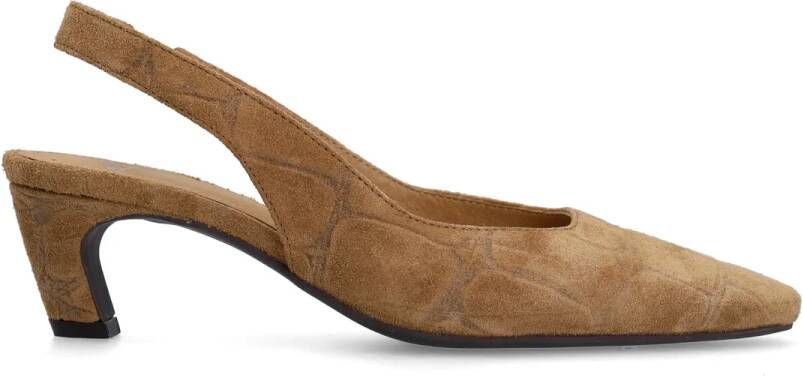 Manfield Beige suède croco slingbacks