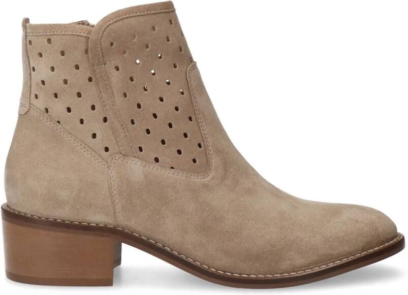 Manfield Beige suède enkellaarsjes