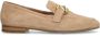 Manfield Dames Beige suède loafers met goudkleurig detail - Thumbnail 3