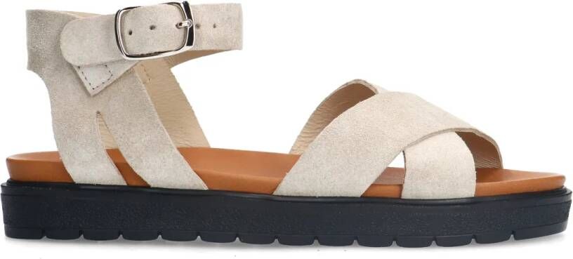 Manfield Beige suède sandalen