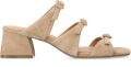 Manfield Dames Beige suède sandalen met hak en gespjes - Beige