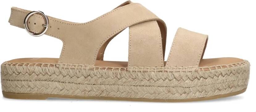 Manfield Beige suède sandalen met plateau