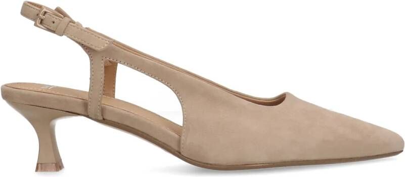 Manfield Beige suède slingback pumps