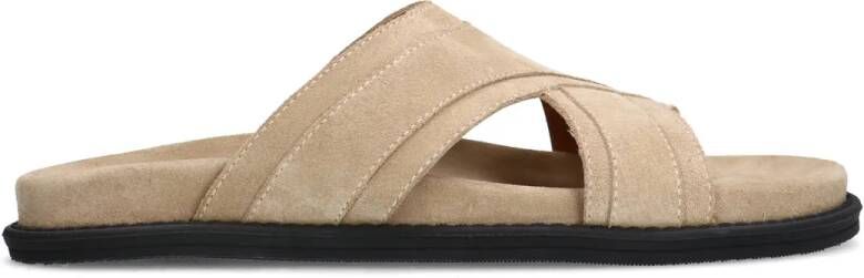Manfield Beige suède slippers