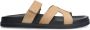 Manfield Dames Beige suède slippers met bandje - Thumbnail 3