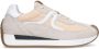 Manfield Dames Beige suède sneaker met leren details - Thumbnail 2