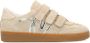 Manfield Dames Beige suède sneakers met klittenband - Thumbnail 2