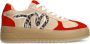 Manfield Dames Beige suède sneakers met rode details - Thumbnail 2