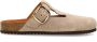 Manfield Dames Beige grijs suède clogs - Thumbnail 2