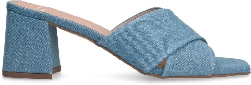 Manfield Blauwe denim pumps