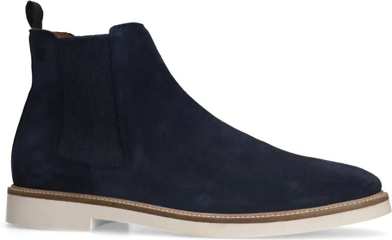 Manfield Blauwe suède chelsea boots