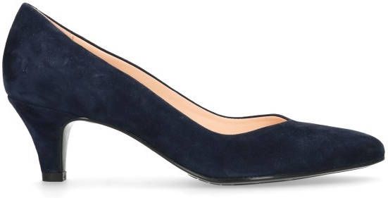 Manfield Blauwe suède pumps met lage hak - Schoenen.nl