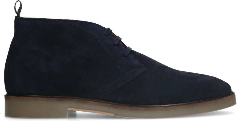 Manfield Blauwe suède veterboots