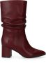Manfield Dames Bordeaux rode leren laarzen met hak - Thumbnail 3