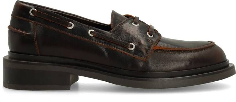Manfield Dames Bruine leren bootschoenen - Foto 2