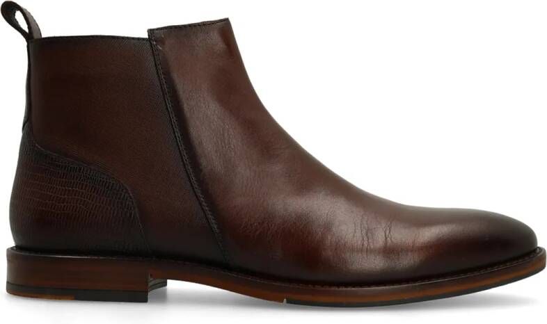 Manfield Heren Bruine leren Chelsea boots - Foto 4