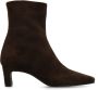 Manfield Dames Bruine suède enkellaarsjes met hak - Thumbnail 2
