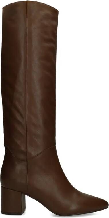 Manfield Dames Bruine leren hoge laarzen met hak - Foto 4