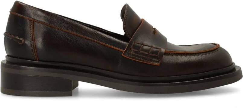 Manfield Dames Bruine leren loafers - Foto 4