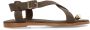 Manfield Dames Bruine leren sandalen met goudkleurig detail - Thumbnail 3