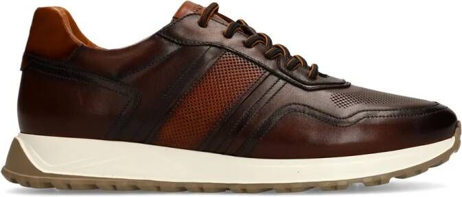Manfield Bruine leren sneakers