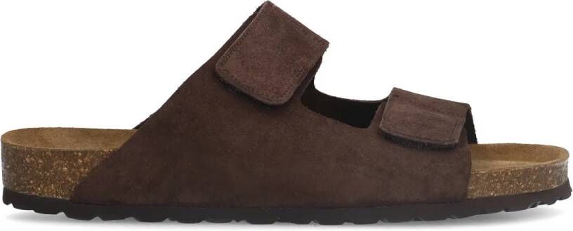 Manfield Bruine suède slippers