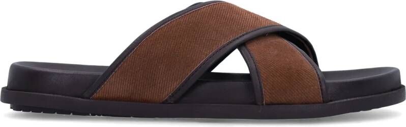 Manfield Bruine suède slippers