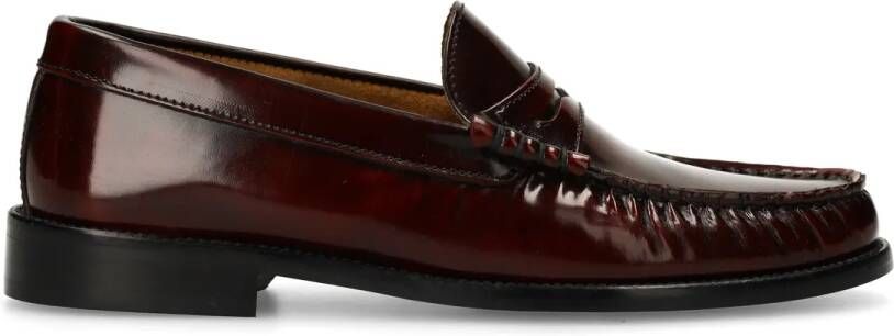 Manfield Burgundy leren loafers