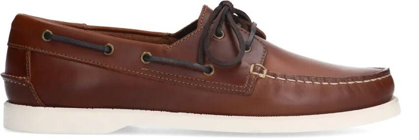 Manfield Cognac leren bootschoenen