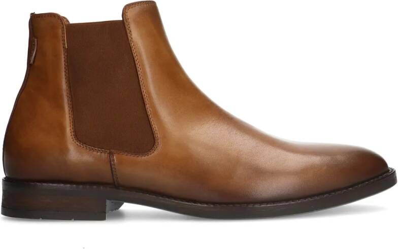 Manfield Cognac leren chelsea boots