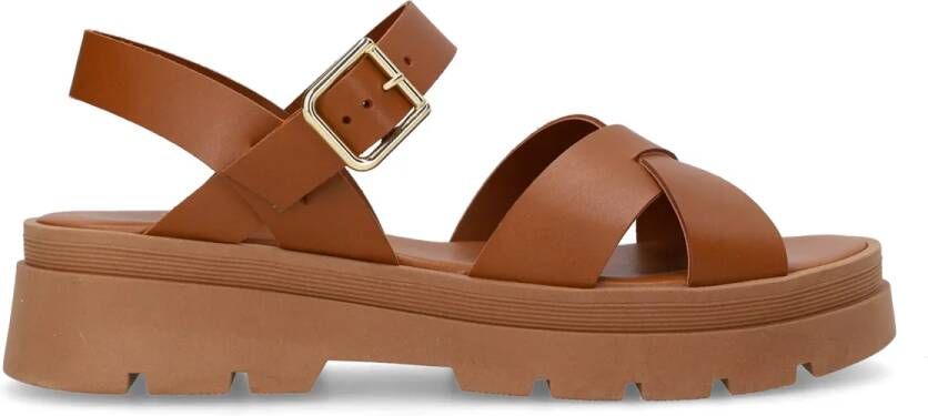 Manfield Cognac leren sandalen