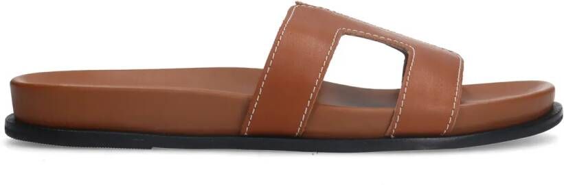 Manfield Cognac leren slippers