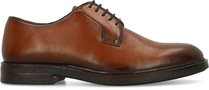 Manfield Heren Cognac leren veterschoenen