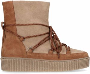 Manfield Cognac snow boots met bont