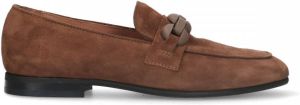 Manfield Cognac suède loafers met chain